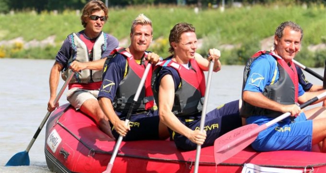 I gialloblù mentre fanno rafting