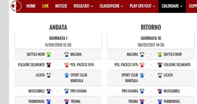 Screenshot del nostro calendario
