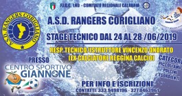 Rangers Corigliano, dal 24 al 28 giugno stage tecnico con Onorato