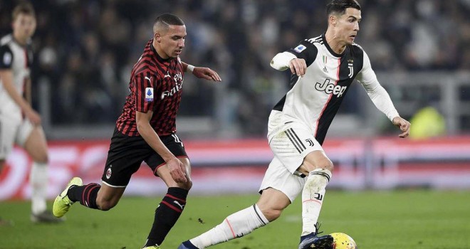 C. Ronaldo in azione in Juventus-Milan