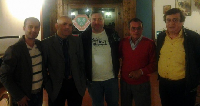 Carullo con la dirigenza biancorossa