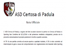 Asd Padula: comunicato sull'accaduto di domenica contro lo Sporting