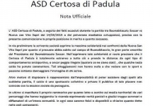 Certosa di Padula: "Totalmente estranei ai comportamenti antisportivi"